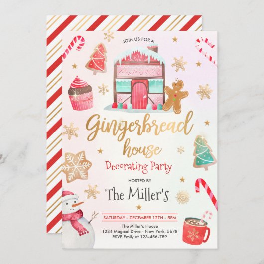 Gingerbrood House Decorting Party Holiday Cookie Kaart (Voorkant / Achterkant)
