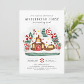 Gingerbrood House Decorting Party Kaart (Staand voorkant)