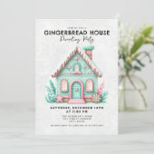 Gingerbrood House Decorting Party Kaart (Staand voorkant)