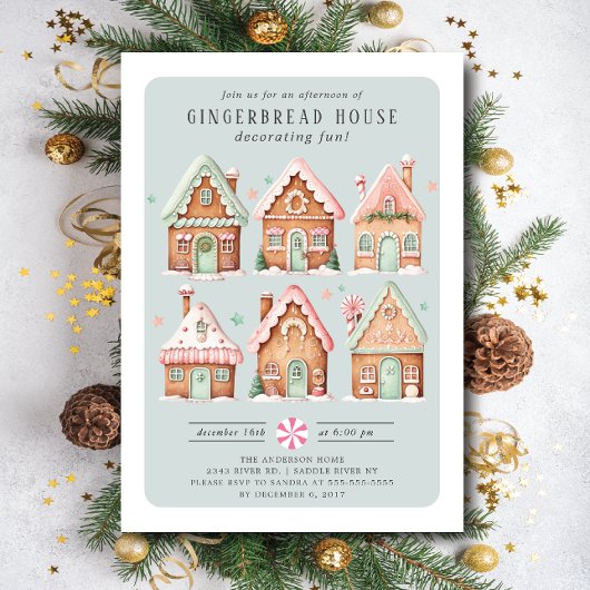 Gingerbrood House Decorting Party Kaart