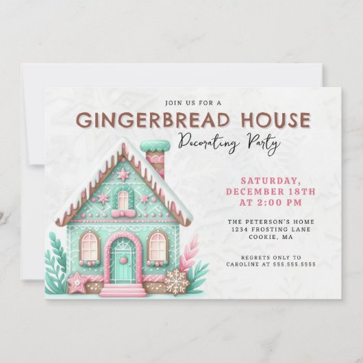 Gingerbrood House Decorting Party Kaart (Voorkant)