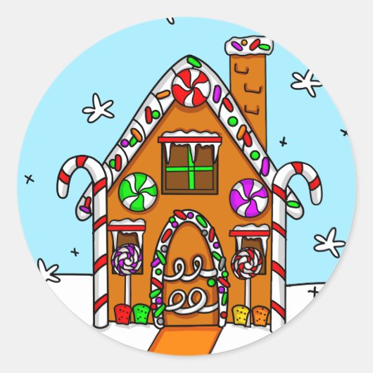 Gingerbrood House Holiday Kerstmis Ronde Sticker (Voorkant)
