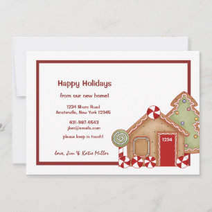 Gingerbrood House Holiday Moving Announement Feestdagenkaart
