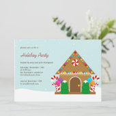 Gingerbrood House Holiday Party Uitnodiging (Staand voorkant)