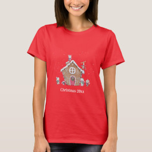 Gingerbrood House Ice Skies Custom Text T-shirt