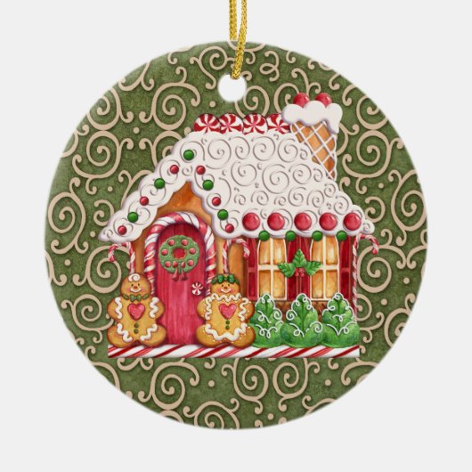 Gingerbrood House Keramisch Ornament (Voorkant)