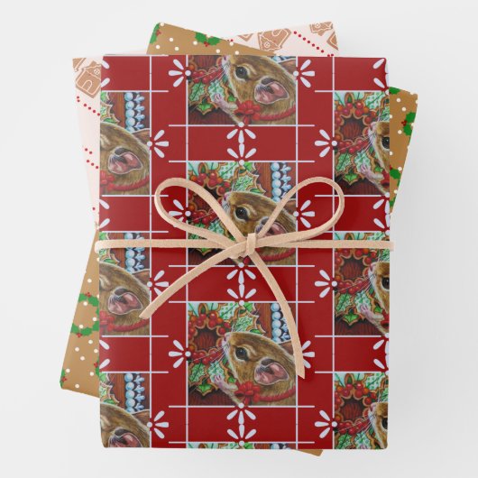 GingerBrood House Mouse & Wreater Waterverf Art Wr Inpakpapier Vel (In situ)