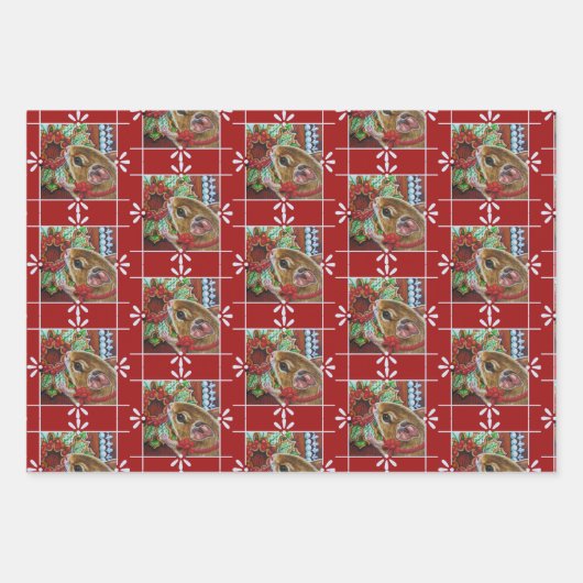 GingerBrood House Mouse & Wreater Waterverf Art Wr Inpakpapier Vel (Voorkant)