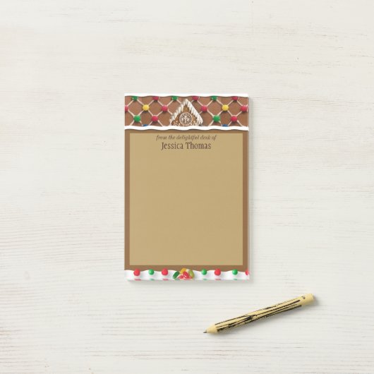 Gingerbrood House Personalized Post-it® Notes (Op bureau)