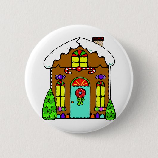 Gingerbrood House Ronde Button 5,7 Cm (Voorkant)