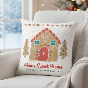 Gingerbrood House Rustic Home Sweet Home Holiday Kussen