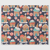 Gingerbrood Houses and Snoep Land op Donker Cadeaupapier (Vlak)