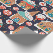 Gingerbrood Houses and Snoep Land op Donker Cadeaupapier (Hoek)