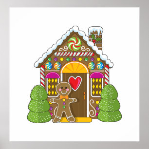 Gingerbrood Huis en Man Poster