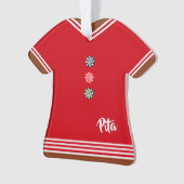 Gingerbrood Jongen Rood en Witte Kerstmis Ornament (voorkant)