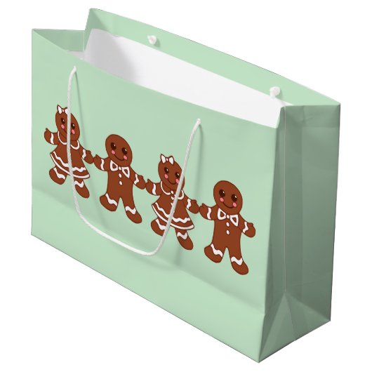 Gingerbrood jongens kerstcadeaus voor meisjes groot cadeauzakje (Voorkant Gekanteld)
