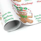Gingerbrood Joy Persoonlijke Kerstmis Cadeaupapier (Rol Hoek)