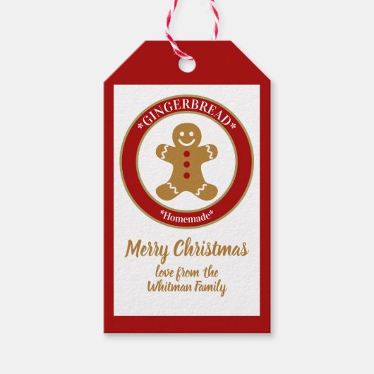 Gingerbrood kerst cadeaulabel (Voorkant)