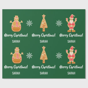 Gingerbrood - kerstboom Snowman personaliseren Cadeaupapier