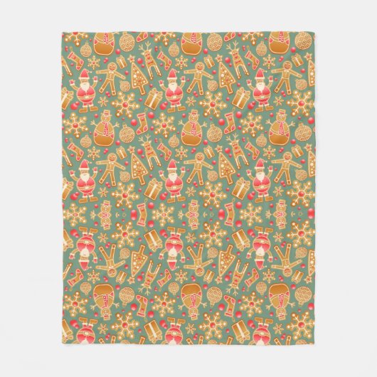Gingerbrood Kerstmis Fleece Deken (Voorkant)