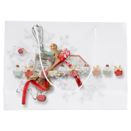 Gingerbrood Kitchen Collage Gift Bag Large Cadeautasje (Achterkant)