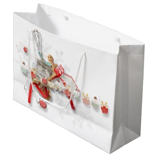 Gingerbrood Kitchen Collage Gift Bag Large Cadeautasje (Voorkant Gekanteld)
