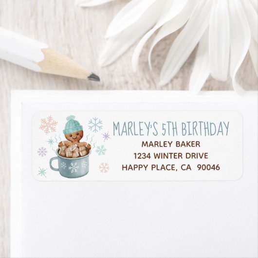 Gingerbrood Koekjes & Cocoa Winter Boy Birthday Etiket (Insitu)