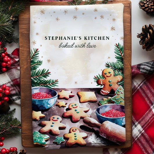 Gingerbrood Koekjes Gepersonaliseerde Kerstmis Theedoek