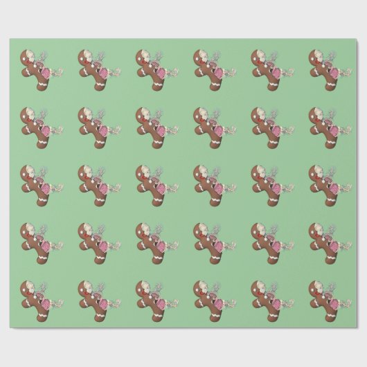 Gingerbrood Man Anatomie Wrapping Paper Cadeaupapier (Vlak)