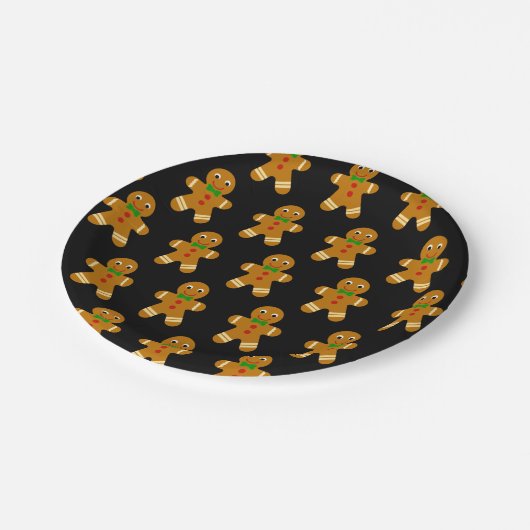 Gingerbrood Man Black Background Winter Holiday Papieren Bordje (Gekanteld)