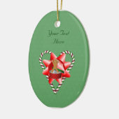 Gingerbrood Man Candy Cane Heart Holiday Ornament (Links)