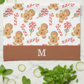 Gingerbrood Man Candy Cane Monogram Kerstmis Theedoek (Gevouwen)