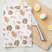 Gingerbrood man candycane vakantiesnoep theedoek (Quarter Fold)