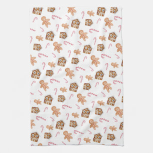 Gingerbrood man candycane vakantiesnoep theedoek