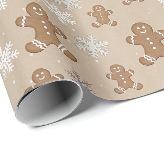 Gingerbrood Man Cookie Snowflake Holiday Baking Cadeaupapier (Rol Hoek)