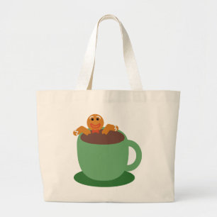 Gingerbrood Man die de Cocoa Holiday Fun Toon verl Grote Tote Bag