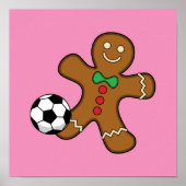 Gingerbrood Man die voetbal speelt Poster (Voorkant)