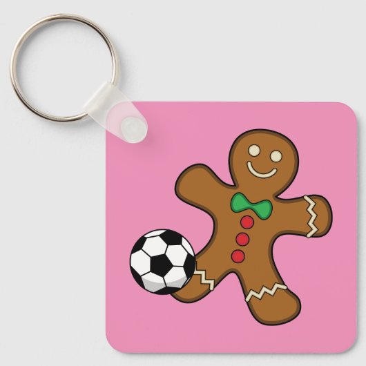 Gingerbrood Man die voetbal speelt Sleutelhanger (Voorkant)
