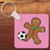 Gingerbrood Man die voetbal speelt Sleutelhanger (Voorkant)