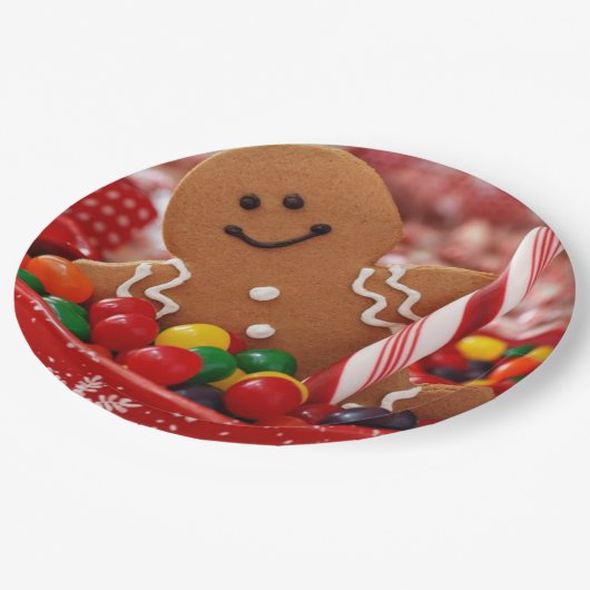 Gingerbrood Man en Snoep Papier Borden Papieren Bordje (Gekanteld)
