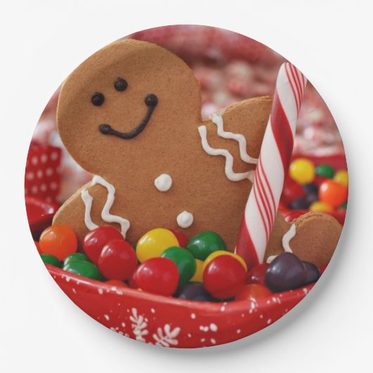 Gingerbrood Man en Snoep Papier Borden Papieren Bordje (Voorkant)