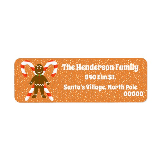 Gingerbrood Man en Snoep Return Address Labels (Voorkant)