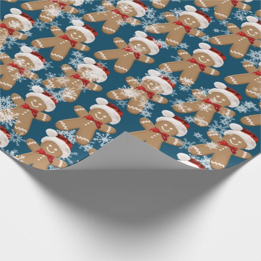 Gingerbrood Man en Snowflakes Cadeaupapier (Hoek)