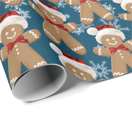 Gingerbrood Man en Snowflakes Cadeaupapier (Rol Hoek)