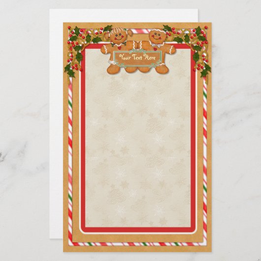 Gingerbrood Man en Vrouw Briefpapier (Voorkant / Achterkant)