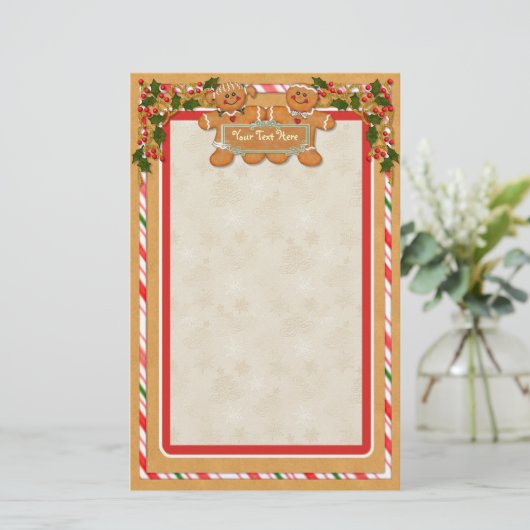 Gingerbrood Man en Vrouw Briefpapier (Staand voorkant)