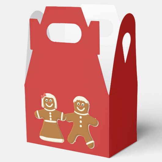 Gingerbrood Man en Vrouw op Rood Bedankdoosjes (Geopend)