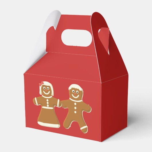 Gingerbrood Man en Vrouw op Rood Bedankdoosjes (Voorkant Zijde)
