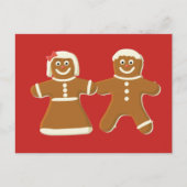 Gingerbrood Man en Vrouw op Rood Briefkaart (Voorkant)