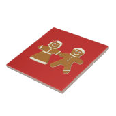 Gingerbrood Man en Vrouw op Rood Tegeltje (Zijkant)